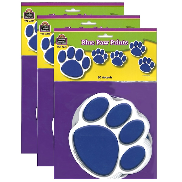 Teacher Created Resources Blue Paw Prints Accents, 30 Pieces, PK3 TCR4275 - main
